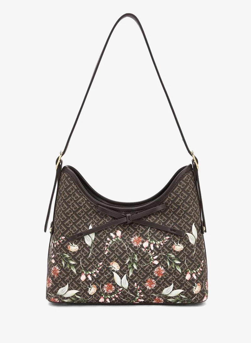 Flora Bella Monogram Print Shoulder Bag with Adjustable Strap