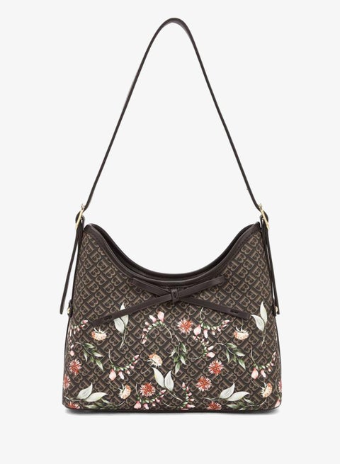 Flora Bella Monogram Print Shoulder Bag with Adjustable Strap