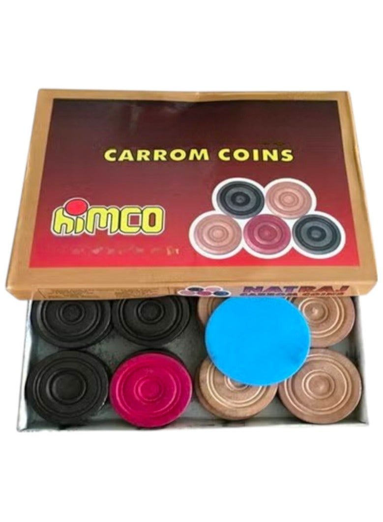 Wooden Carrom Coins Set With Striker For Carrom Board Game - 24 Pieces
