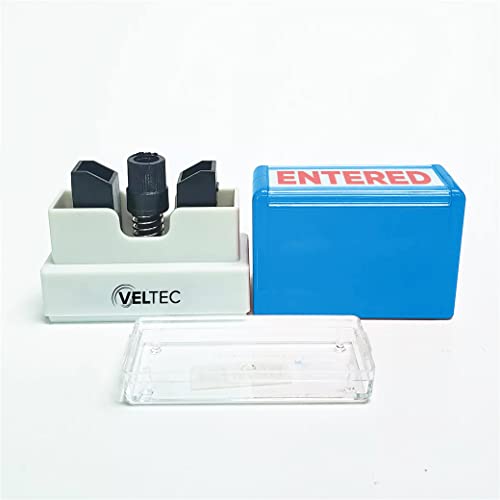 Veltec Premium Pre-Inked Message Stamp, Red Ink (Entered) - Image 2