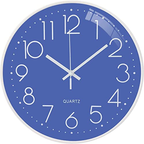 Rylan Wall Clock 12" Silent Quartz Decorative Latest Wall Clock Non-Ticking Classic Clock Battery Operated Round Easy to Read for Room/Home/Kitchen/Bedroom/Office/School.- (Sky Blue) - Image 1