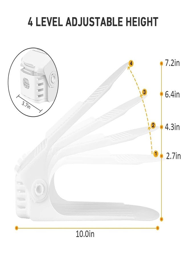 Monlity Shoe Slots Organizer - 20 Pack Shoe Stackers, 50% Space Savers, 4 Levels Adjustable Rack, White - Image 3