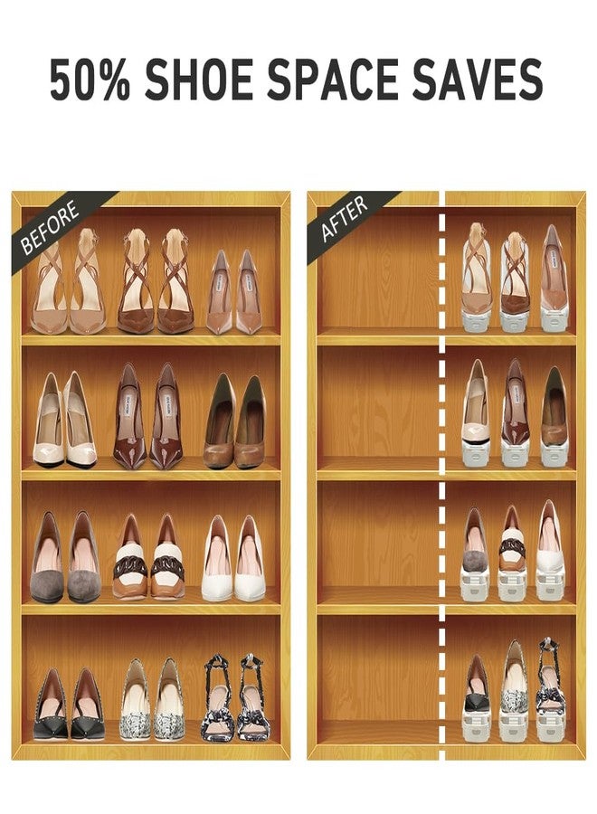 Monlity Shoe Slots Organizer - 20 Pack Shoe Stackers, 50% Space Savers, 4 Levels Adjustable Rack, White - Image 2