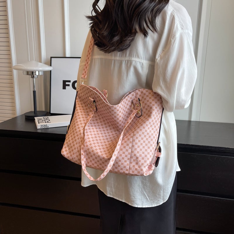 2023 New Large-Capacity Casual Simple Commuter Tote Bag Elegant Fashion Women'S Bag Chessboard Plaid Shoulder Messenger Bag - Image 5