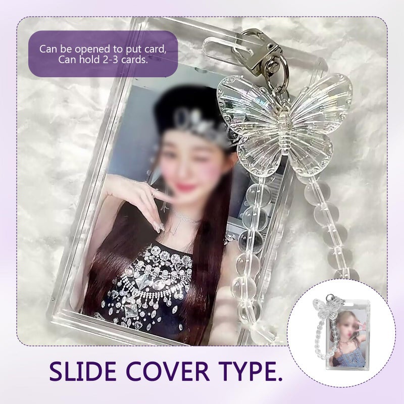 PKRFCJ 2 Sets Photocard Holder,Kpop Photocard Holder,with Creative Butterfly Chain Keychain for Easy Access to Cards,Suitable for Kpop Album Cards,Fun Gifts for Friends - Image 2