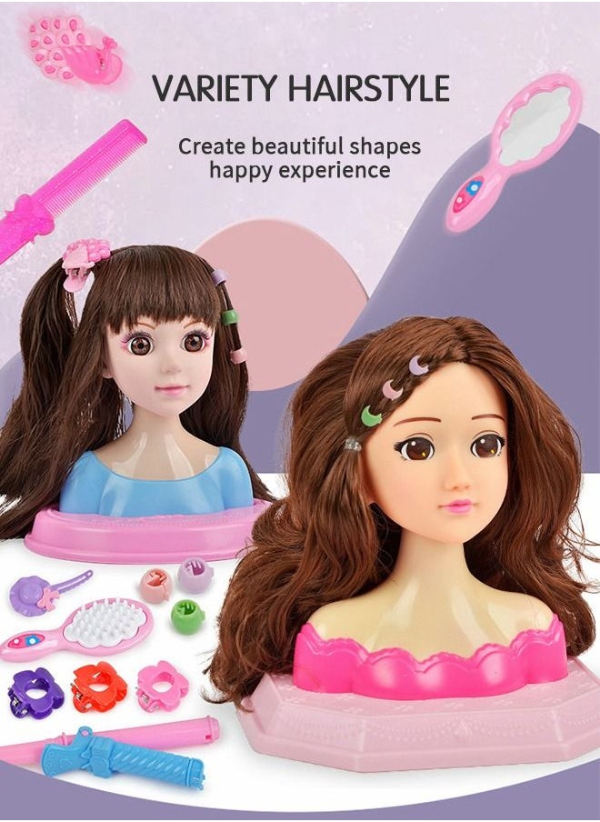 GROIC Long Hair Doll,Half Body Play House Dressing Braid Toy, Design Model Doll Head, Girls Playset with Beauty and Fashion Accessories  - Image 2