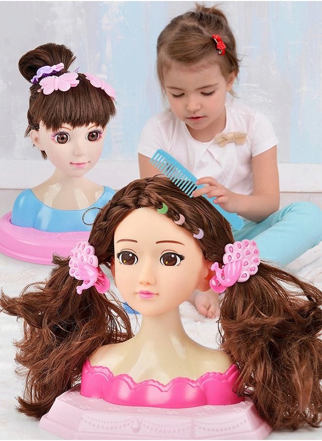 GROIC Long Hair Doll,Half Body Play House Dressing Braid Toy, Design Model Doll Head, Girls Playset with Beauty and Fashion Accessories  - Image 3