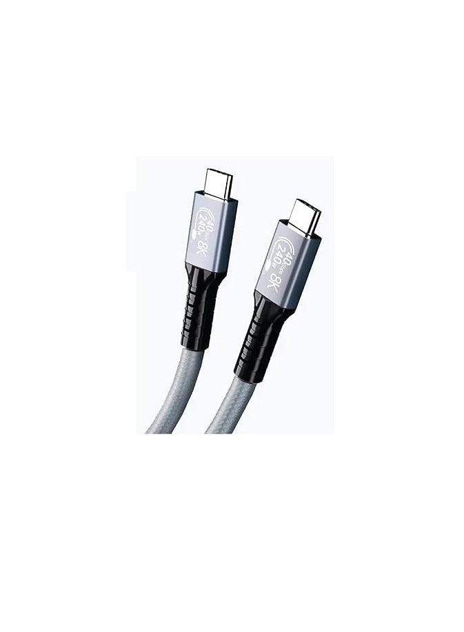 PD Fast Charging Cable - Data Cord - USB C to Type C - USB 4 - Gen4 - Thunderbolt 4 - E-Marker Chip - 40Gbps - 8K@120Hz - 48V/5A - 240W -1M - Gray - Image 1