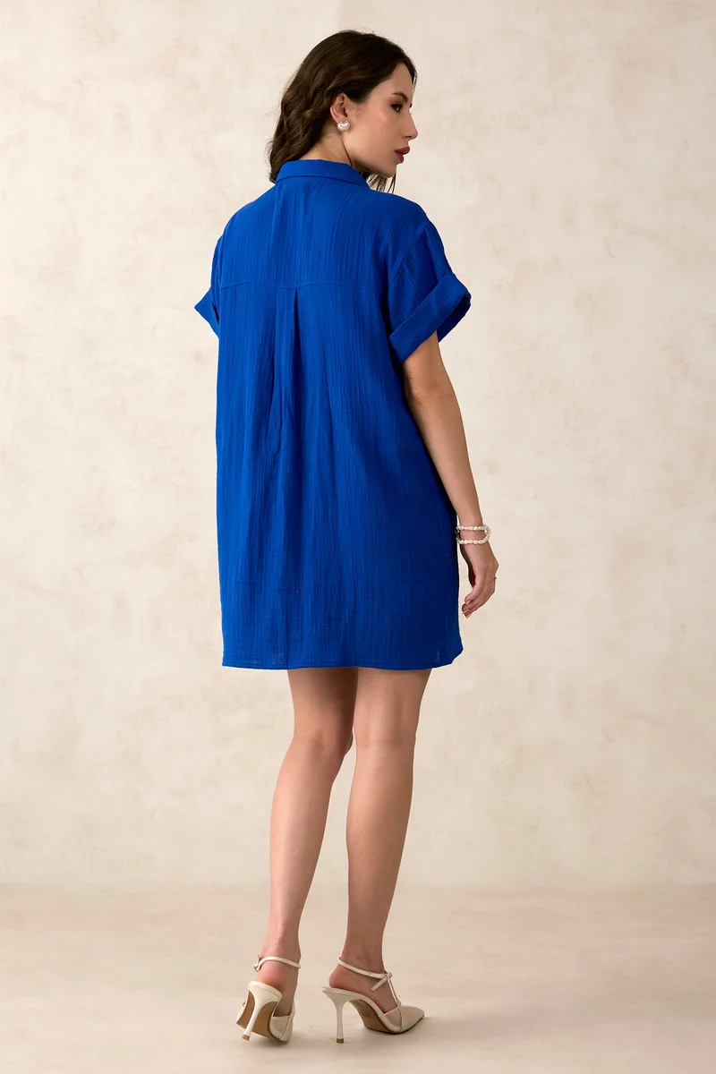 فيرجيو Cotton Dolman Brunchwear Sleeve Shirts Dresses for Women