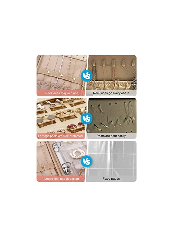 Excefore Jewelry Organizer Case Travel Jewelry Storage Bag Clear Booklet Zipper Pouch Bag for Necklace, Earrings, Rings, Bracelet, Soft Black - Image 3