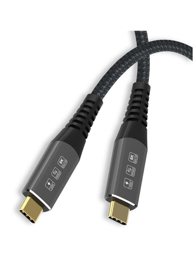 Excefore USB4 Cable Compatible with Thunderbolt 4, 8K 5K USB-C Cable 8K@60Hz 5K/4K 60Hz Video 40Gbps Data Transmissions Rate 20V 5A 100W Power Delivery 3in1 USB-C Cable External SSD eGPU (1Meter)  - Image 1