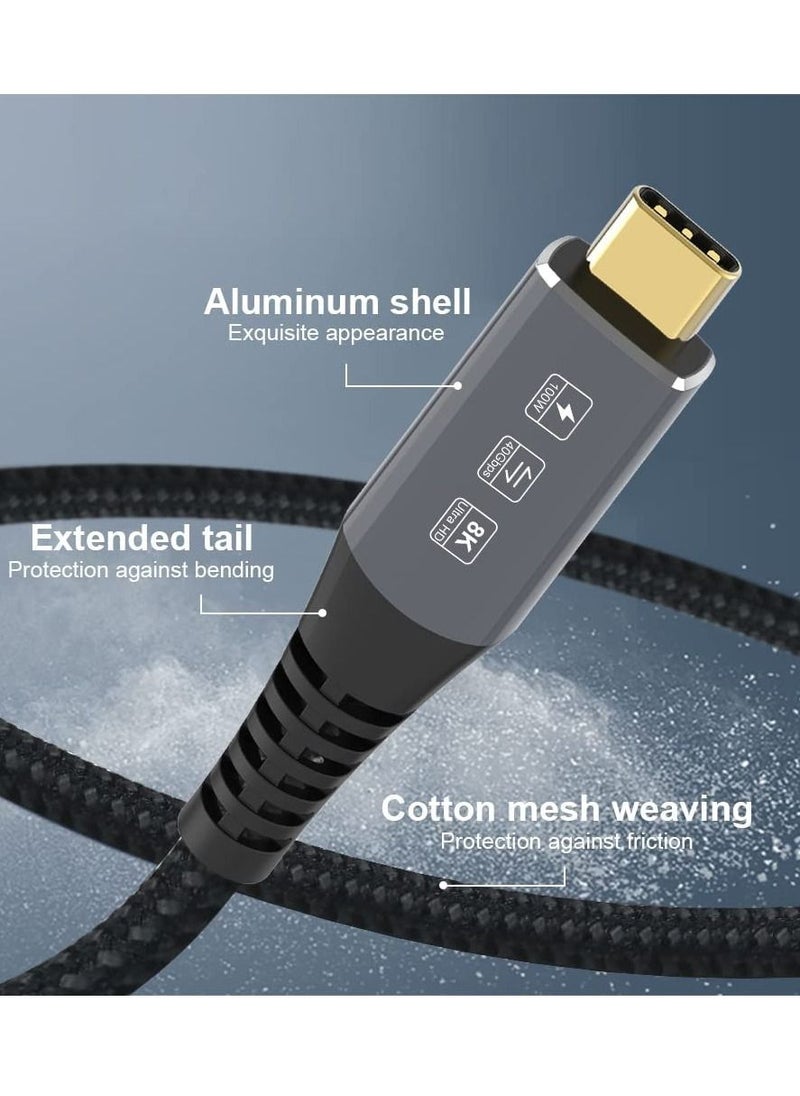 Excefore USB4 Cable Compatible with Thunderbolt 4, 8K 5K USB-C Cable 8K@60Hz 5K/4K 60Hz Video 40Gbps Data Transmissions Rate 20V 5A 100W Power Delivery 3in1 USB-C Cable External SSD eGPU (1Meter)  - Image 2