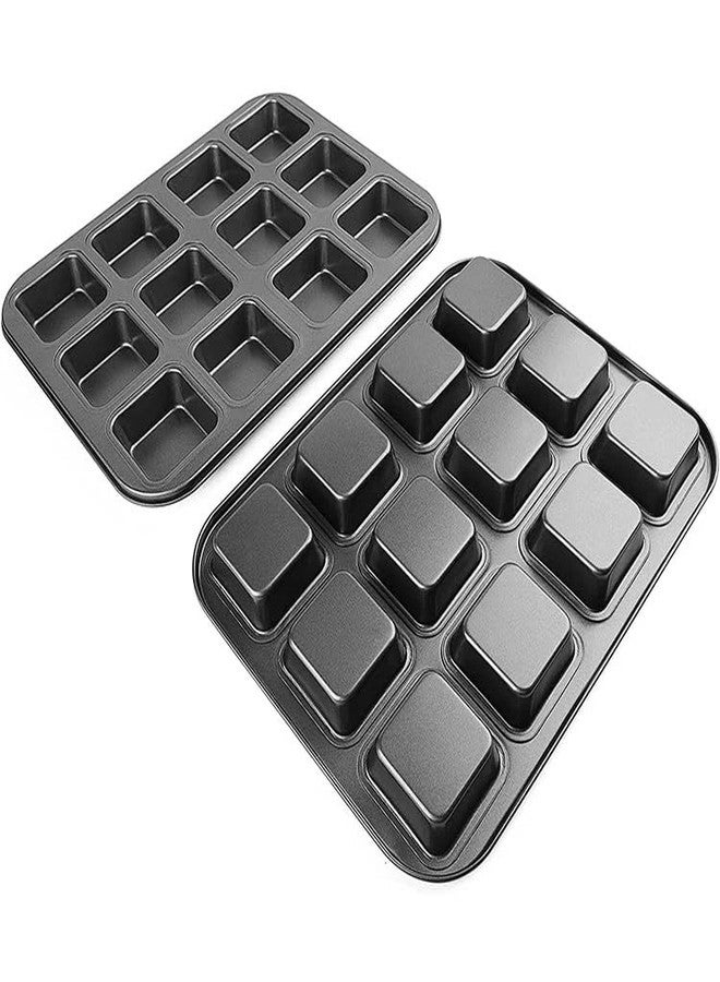 SHOAIB 12-Slots Square and Round Shape Baking Trays for Brownies, Muffins, Cupcakes, Mini Loaf Pan 2-Pieces Nonstick Baking Tray Combo - Image 5