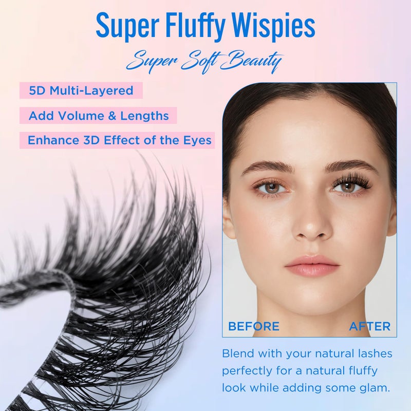 BEPHOLAN Eyelashes Natural Look False Lashes - Bepholan Fake Eyelashes 5D Super Fluffy False Eyelashes Black Band Wispy Lashes 3-Pack Faux Mink Lashes(XMZ91) - Image 3