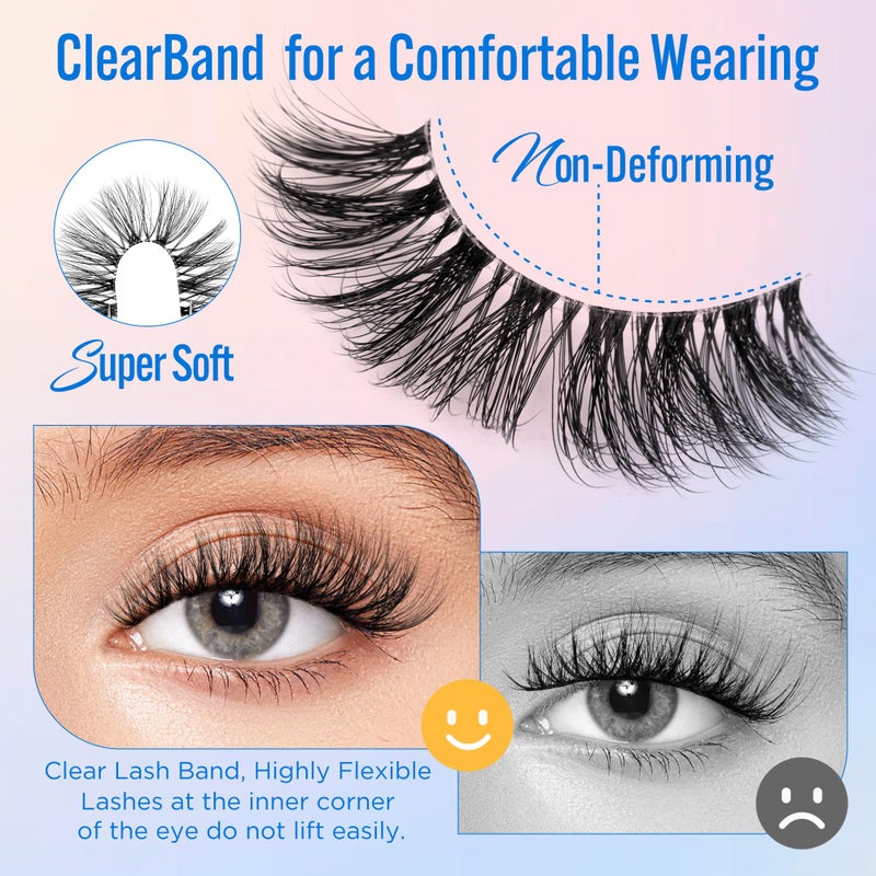 BEPHOLAN Eyelashes Natural Look False Lashes - Bepholan Fake Eyelashes 5D Super Fluffy False Eyelashes Black Band Wispy Lashes 3-Pack Faux Mink Lashes(XMZ91) - Image 4