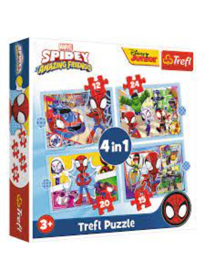Trefl SHWY TREF PUZZLES - "4IN1 (12, 15, 20, 24)" - SPIDAY'S TEAM / SPIDAY AND HIS AMAZING FRIENDS 