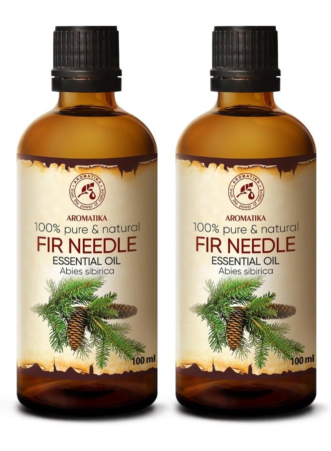Aromatika Fir Needle Oil 6.8 Fl Oz (Set 2 * 100Ml) Abies Sibirica 100% Pure & Natural Good For Sauna Body Care Wellness Beauty Massage Aromadiffuser Room Fragrance Fir Essential Oils  - Image 1