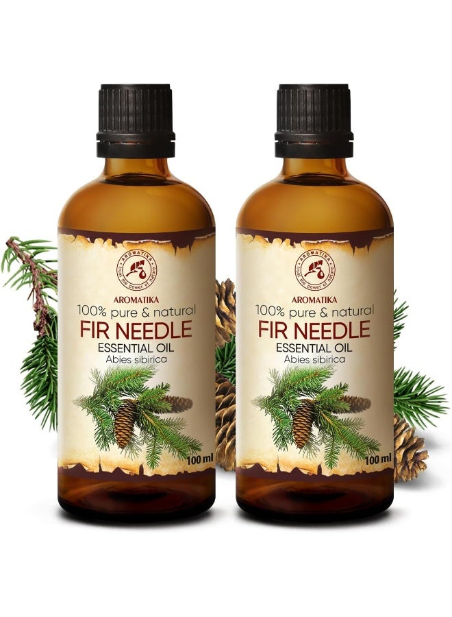Aromatika Fir Needle Oil 6.8 Fl Oz (Set 2 * 100Ml) Abies Sibirica 100% Pure & Natural Good For Sauna Body Care Wellness Beauty Massage Aromadiffuser Room Fragrance Fir Essential Oils  - Image 2