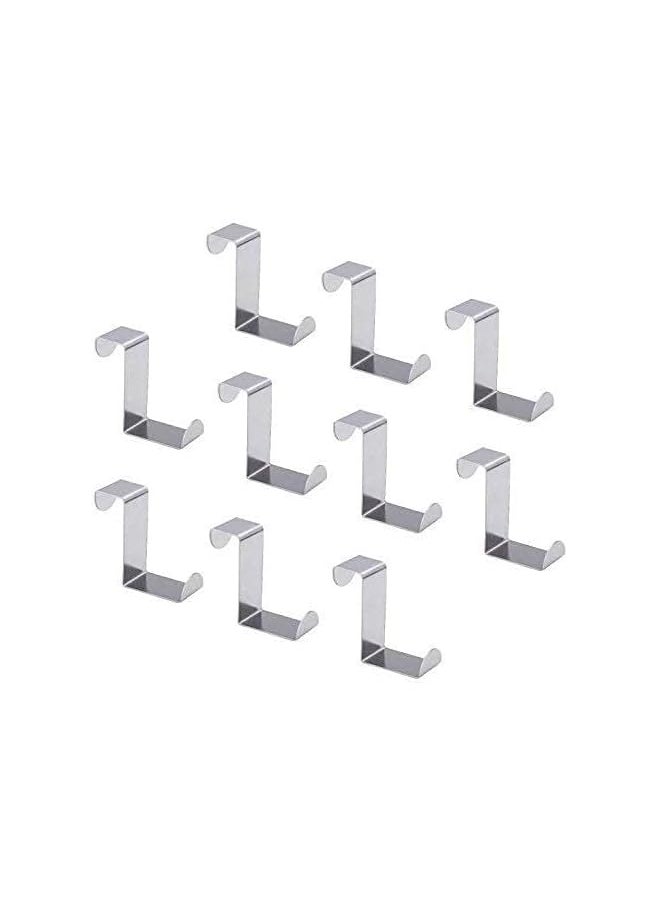 PROMASS promass 10 Pcs Over The Door Hooks Z-Shaped Hanging Hooks Dual Head Fits 3/4" and 1-3/4" Door Widths, Stainless Steel Reversible Single Hanger Hook for Door, Kitchen, Cabinet, Cupboard, Drawer  - Image 1