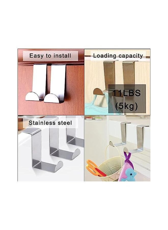 PROMASS promass 10 Pcs Over The Door Hooks Z-Shaped Hanging Hooks Dual Head Fits 3/4" and 1-3/4" Door Widths, Stainless Steel Reversible Single Hanger Hook for Door, Kitchen, Cabinet, Cupboard, Drawer  - Image 4