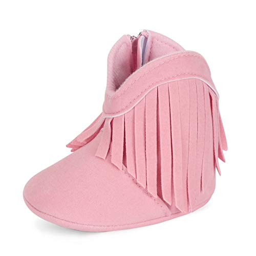 ESTAMICO Baby Girls Cowboy Tassel Boots Pink US 0-6 Months - Image 1