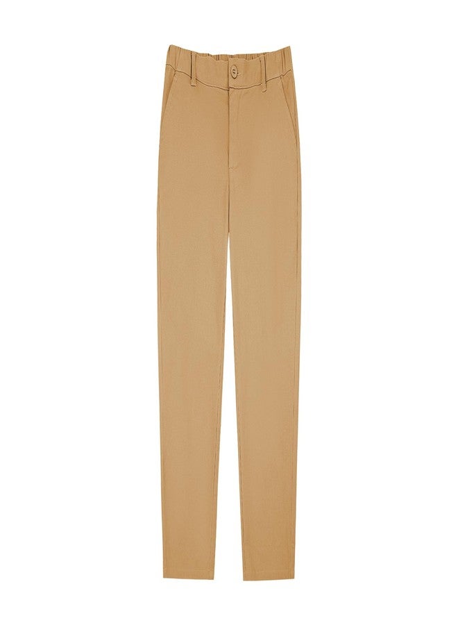 QBK Relaxed Fit Stretch School Uniform Pant Chino Pants for Toddler to Youth Boys and Girls(Khaki M) - Image 3