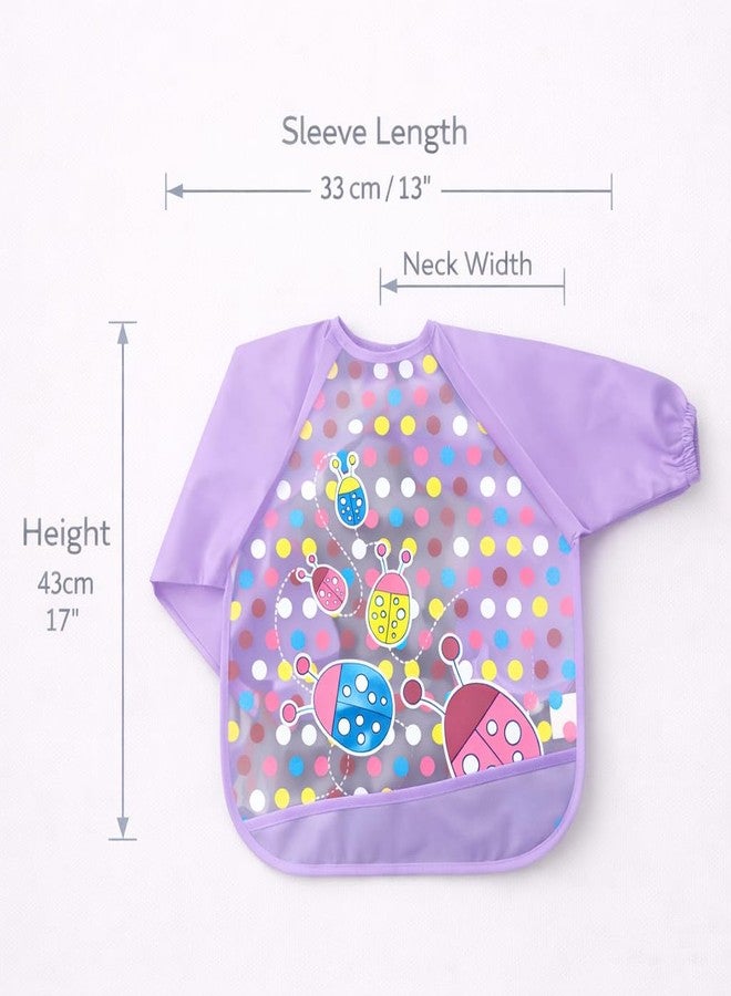 AEREX Full Sleeves Baby Bib Waterproof Feeding Apron for Toddlers | Long Sleeve Smock with Food Catcher Pocket | Mess Proof, Lightweight, Reusable & Easy Clean (Purple) - Image 3