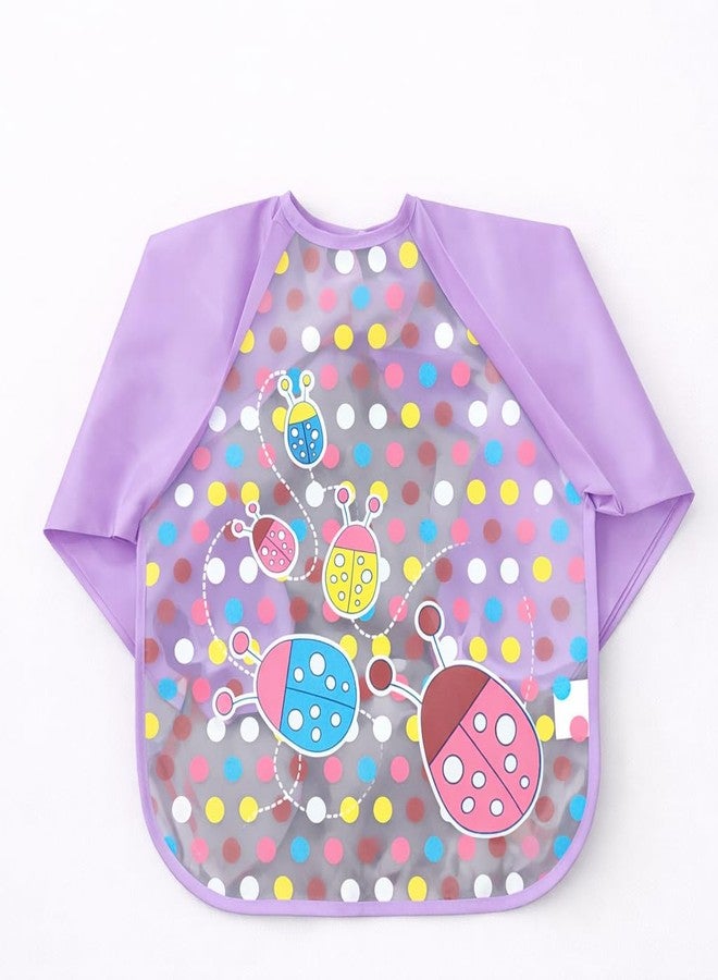 AEREX Full Sleeves Baby Bib Waterproof Feeding Apron for Toddlers | Long Sleeve Smock with Food Catcher Pocket | Mess Proof, Lightweight, Reusable & Easy Clean (Purple) - Image 1