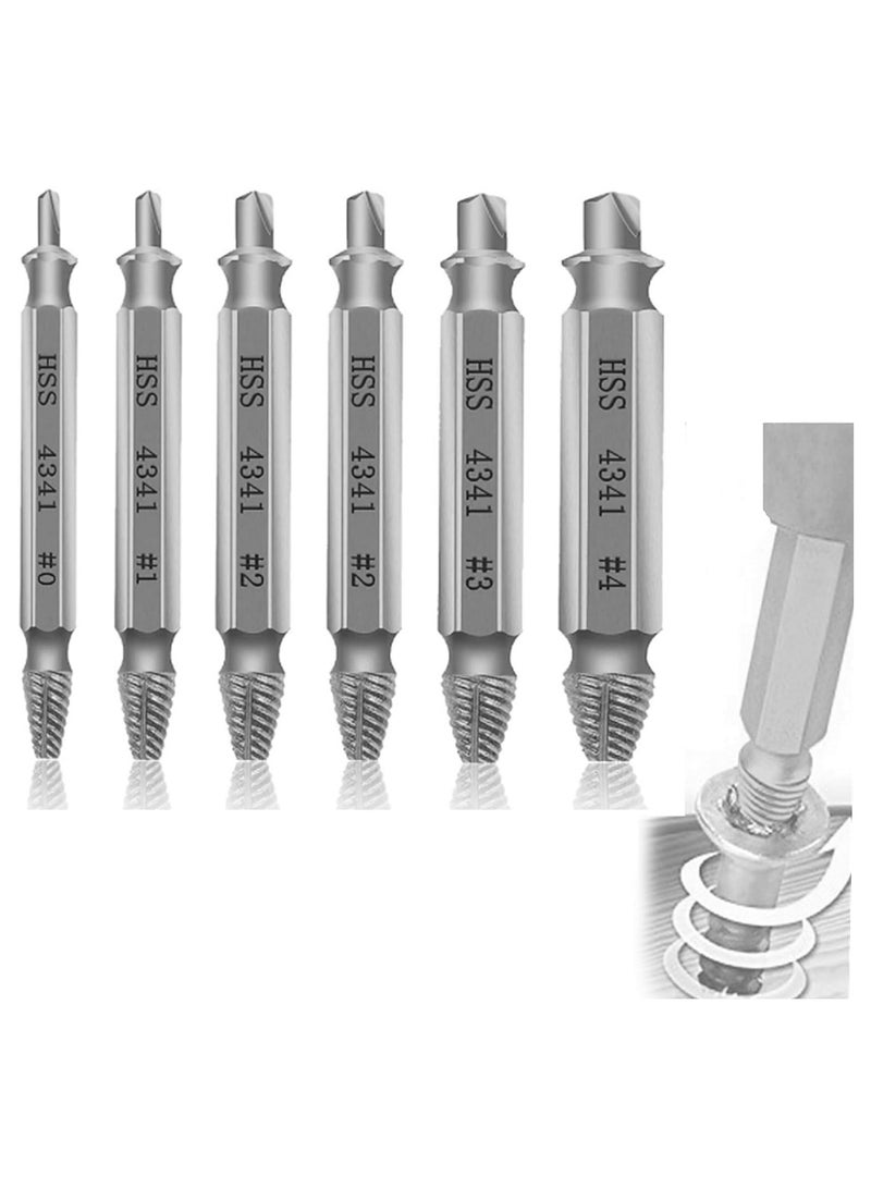 CMGTYYD. مجموعة مستخرج المسامير اللولبية، مجموعة مستخرج المسامير اللولبية التالفة، أداة إزالة المسامير اللولبية ذات الرأس المزدوج، أداة إزالة المسامير اللولبية، 6 قطع مستخرج المسامير اللولبية المكسورة، هدية للرجال للأجهزة الصدئة المكسورة - Image 1