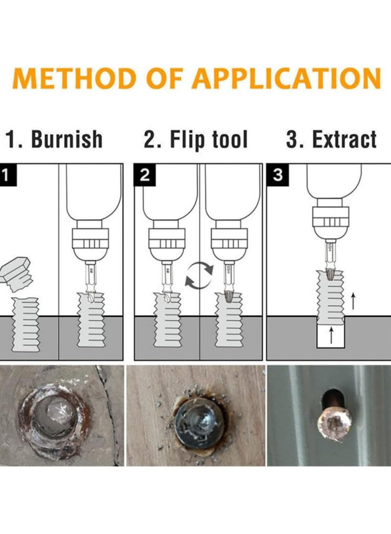 CMGTYYD. مجموعة مستخرج المسامير اللولبية، مجموعة مستخرج المسامير اللولبية التالفة، أداة إزالة المسامير اللولبية ذات الرأس المزدوج، أداة إزالة المسامير اللولبية، 6 قطع مستخرج المسامير اللولبية المكسورة، هدية للرجال للأجهزة الصدئة المكسورة - Image 3