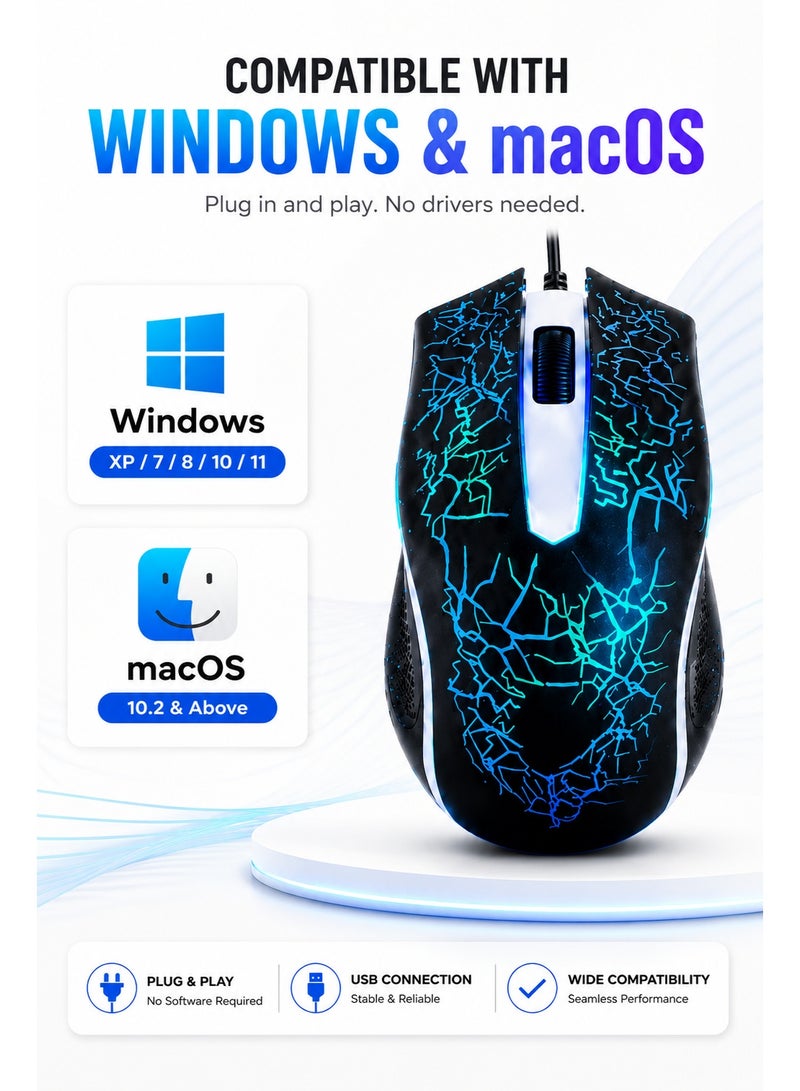 JeDEL M68 High Precision USB Gaming Mouse | LED Backlit Wired Mouse | Comfortable Ergonomic Design for Desktop & Laptop - Image 3