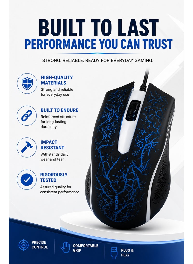 JeDEL M68 High Precision USB Gaming Mouse | LED Backlit Wired Mouse | Comfortable Ergonomic Design for Desktop & Laptop - Image 2