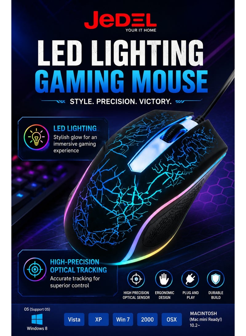 JeDEL M68 High Precision USB Gaming Mouse | LED Backlit Wired Mouse | Comfortable Ergonomic Design for Desktop & Laptop - Image 4