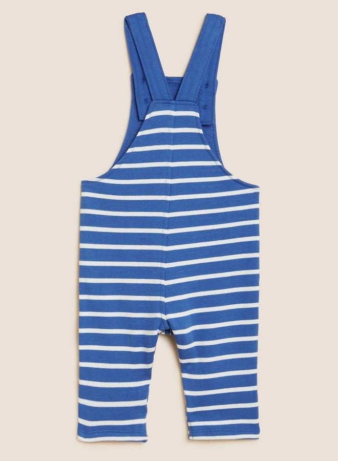 Marks & Spencer Cotton Rich Dinosaur Dungarees T784543BBLUE(0-3M) - Image 4