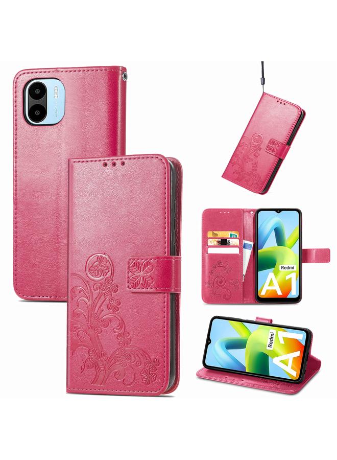 Case For Xiaomi Redmi A1 Four-leaf Clasp Embossed Buckle Leather Phone Case