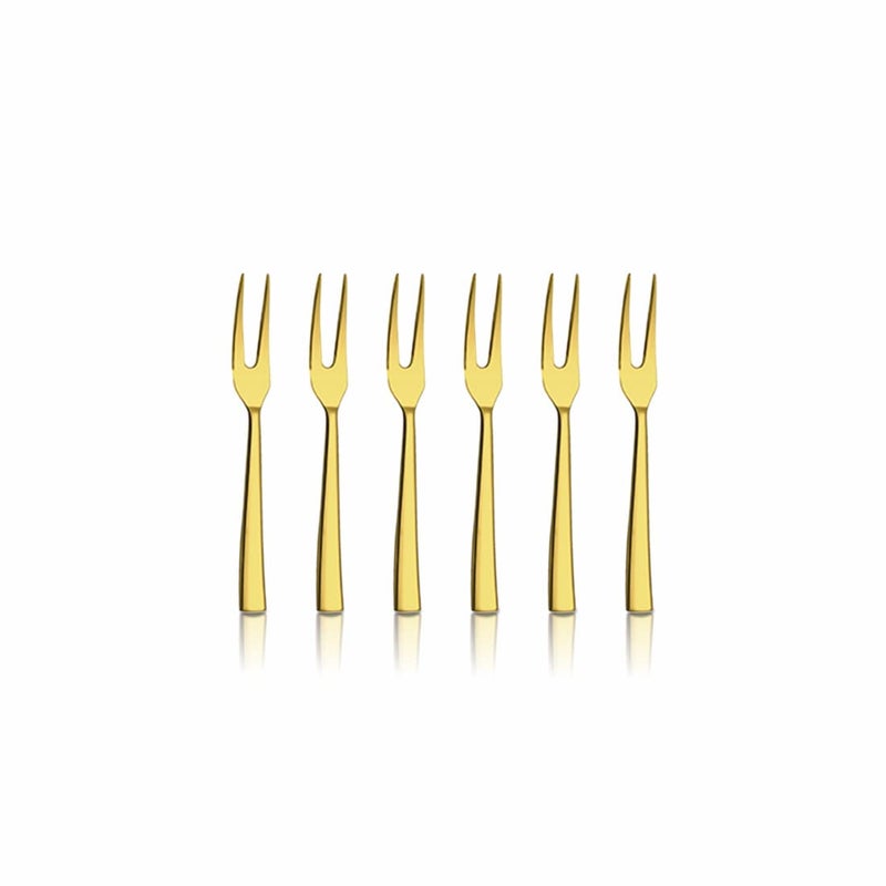 Shri & Sam Shri Sam Stainless Steel Lotus Plain Gold PVD Coating Fruit Fork6 Pieces  - Image 1