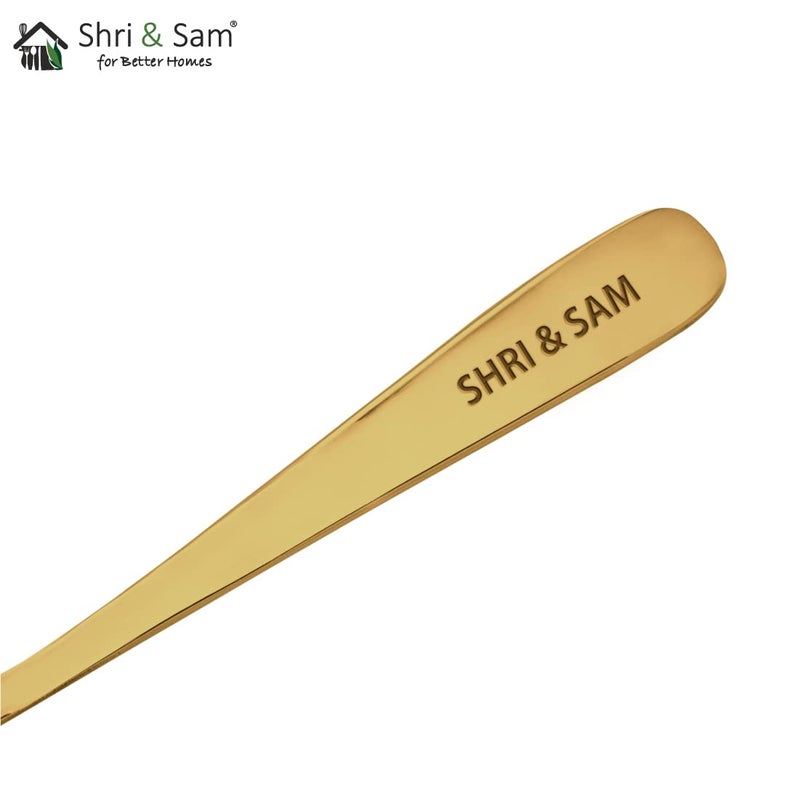 Shri & Sam Shri Sam Stainless Steel Lotus Plain Gold PVD Coating Fruit Fork6 Pieces  - Image 4