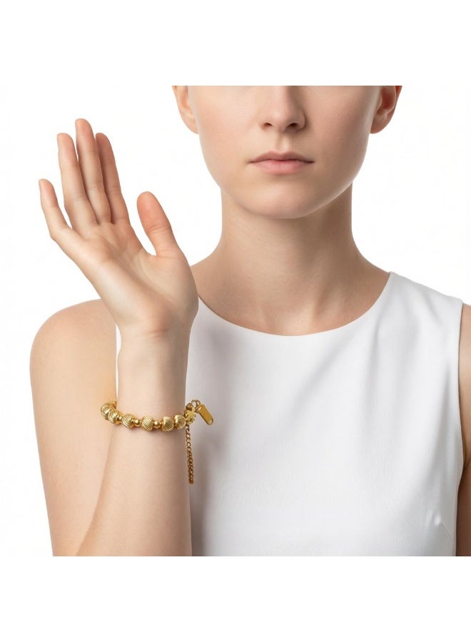 AMETOER Fashion New Simple Versatile Herringbone Beaded Bracelet — Personalized 18K Gold-Plated  Stainless Steel Jewelry for Women - Image 3