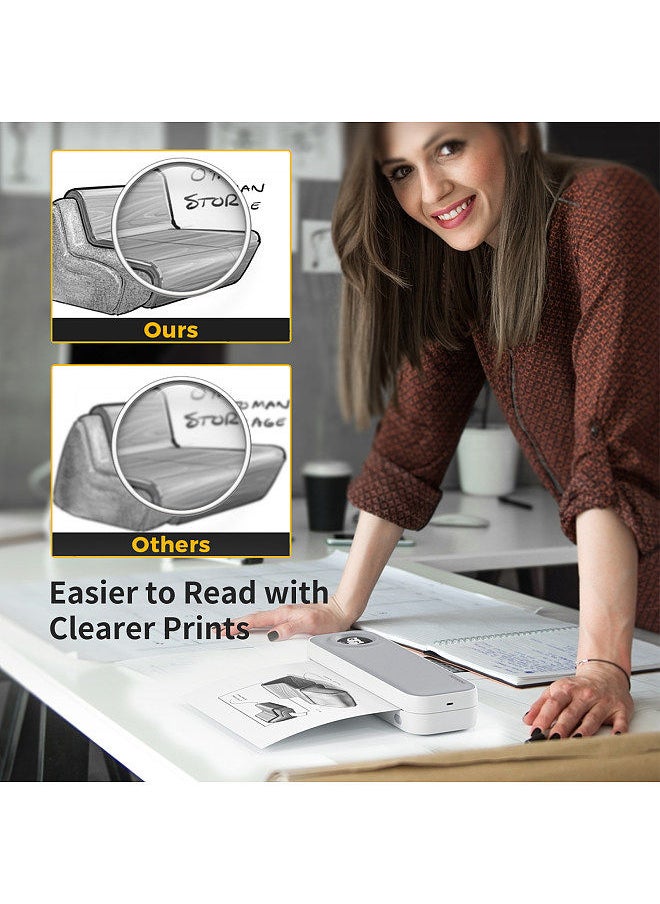 A4 Size Portable Printer Thermal Printing Wireless BT Travel Mobile Printer Support 4/8 inch Compatible with Android and iOS Window Mac System