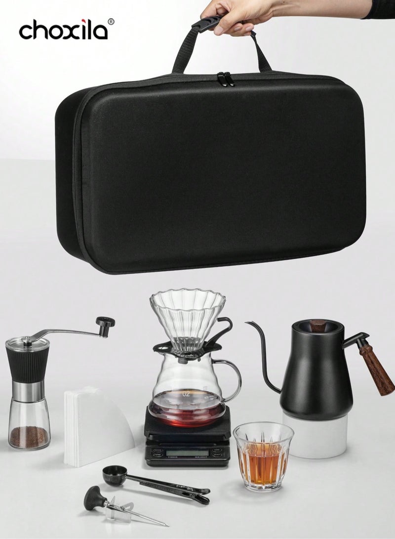 choxila V60 Coffee Set, Pour Over Coffee Set, V60 Drip Coffee Kit with Portable Carry Case, Large Capacity 850ml   Coffee Kettle with Thermometer, Drip Filter Coffee Pot, Filters, Coffee Scale, Double wall Mug, Manual   Coffee Grinder - Image 2