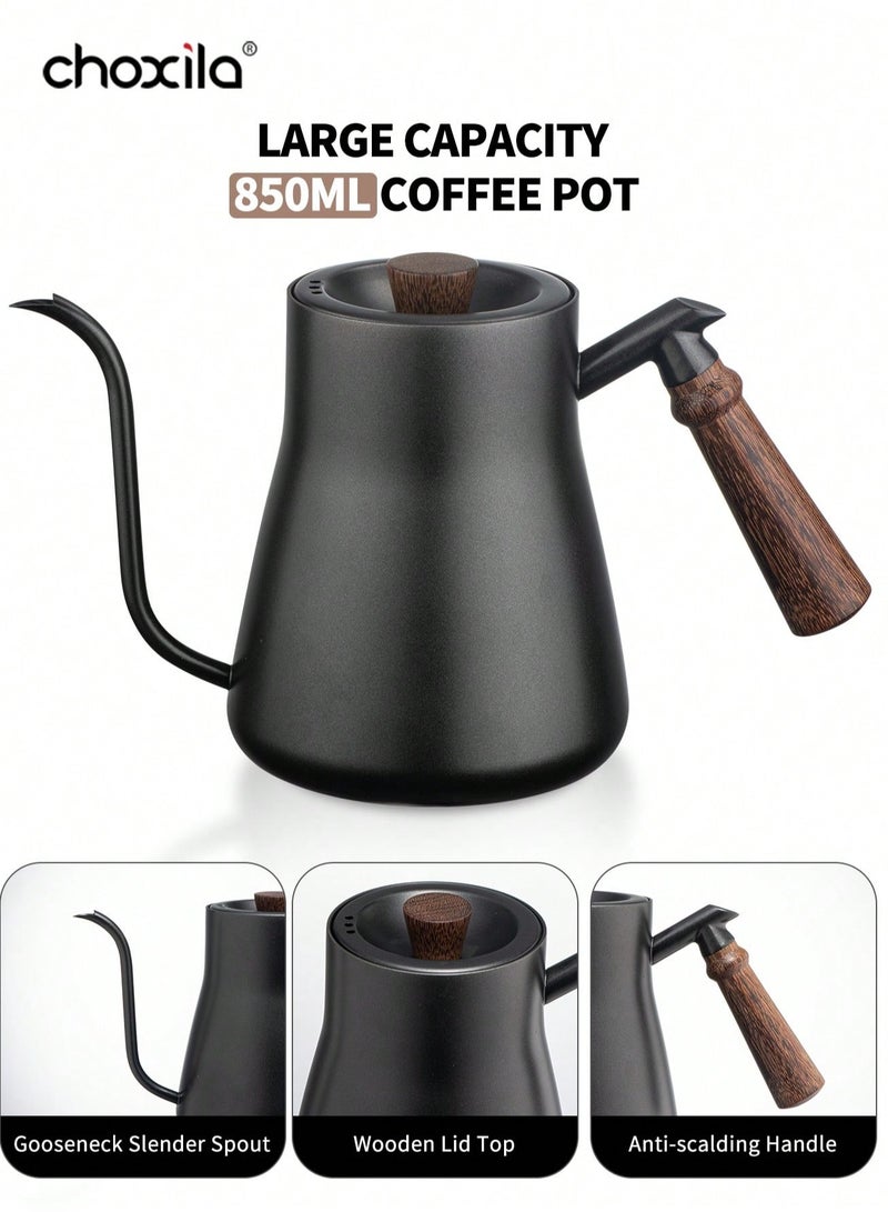 choxila V60 Coffee Set, Pour Over Coffee Set, V60 Drip Coffee Kit with Portable Carry Case, Large Capacity 850ml   Coffee Kettle with Thermometer, Drip Filter Coffee Pot, Filters, Coffee Scale, Double wall Mug, Manual   Coffee Grinder - Image 3