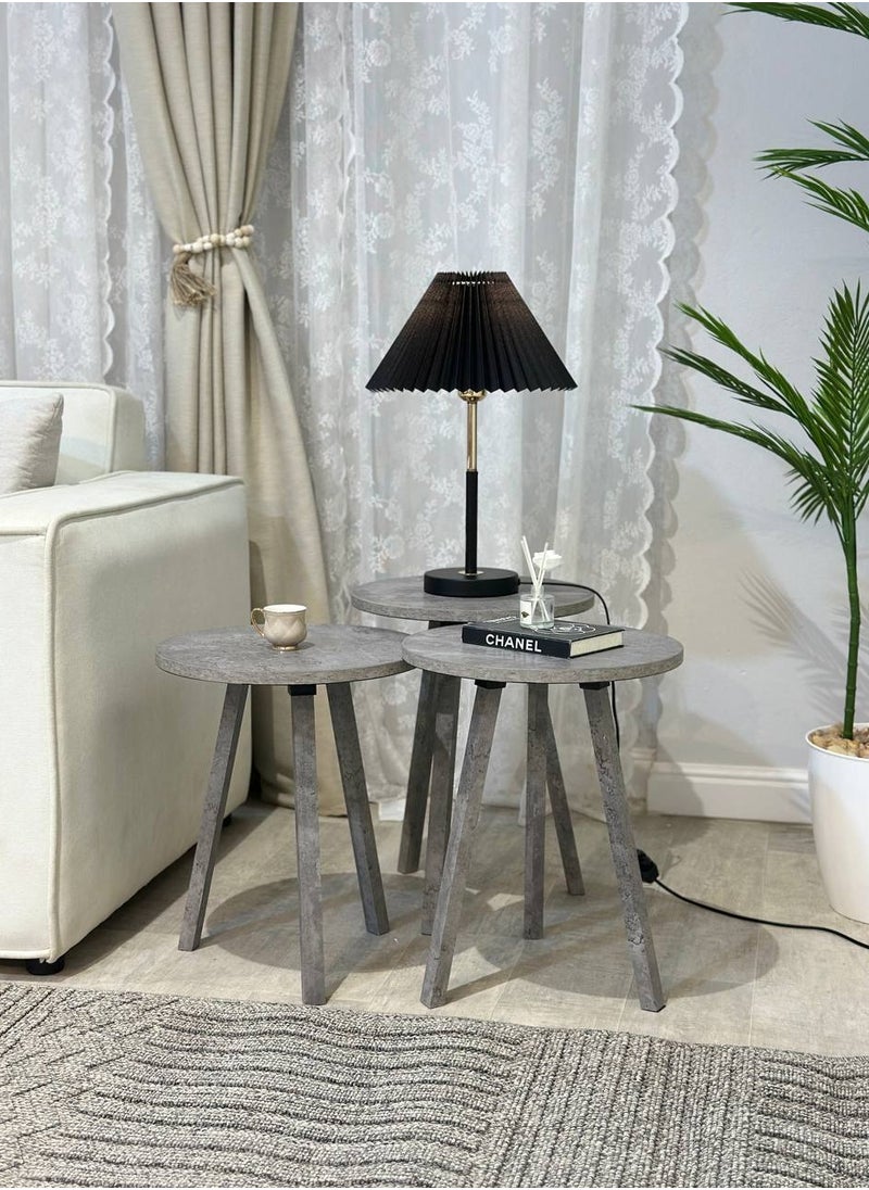 Generic - Coffee table set consisting of 3 pieces: the large table 51 * 38 cm, the middle table 47 * 38 cm, and the small table 44 * 38 cm. - Image 1