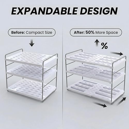 YAN & HIN Expandable Water Bottle Organizer for Cabinet, 3 Tier Tumbler Organizer, Adjustable Bottle Holder for Stanley, Hydro Flask, Kitchen Pantry Storage Rack (2 Pack) - Image 2