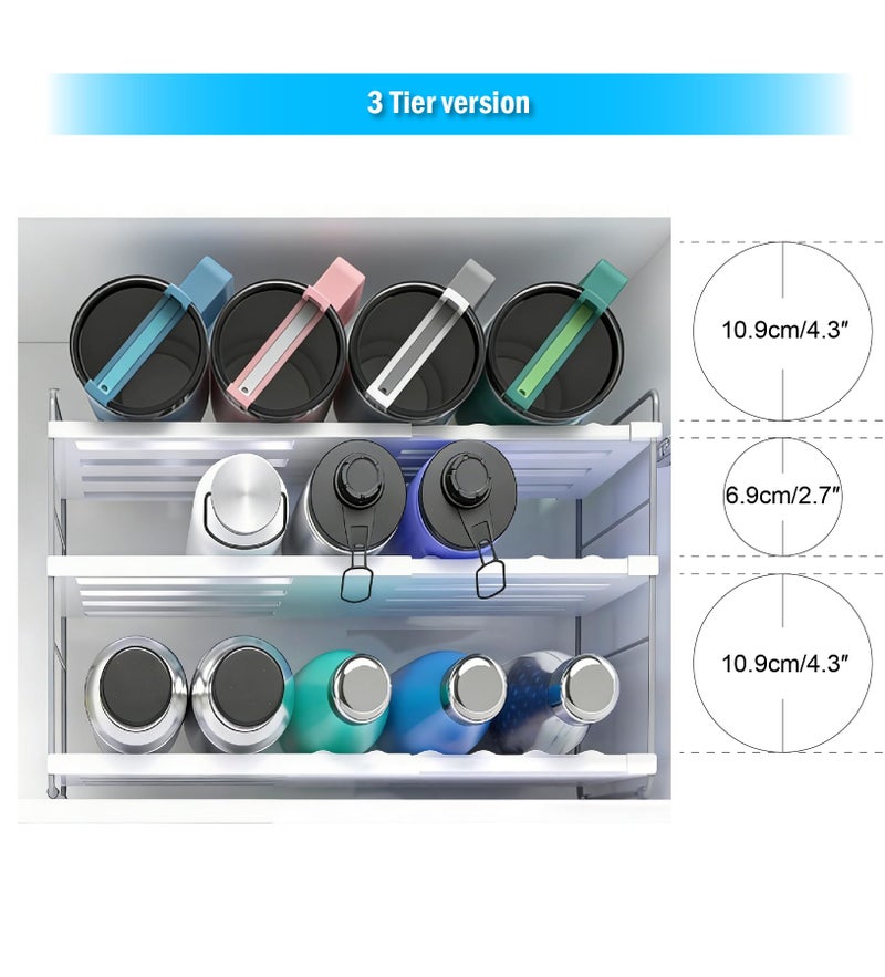 YAN & HIN Expandable Water Bottle Organizer for Cabinet, 3 Tier Tumbler Organizer, Adjustable Bottle Holder for Stanley, Hydro Flask, Kitchen Pantry Storage Rack (2 Pack) - Image 4