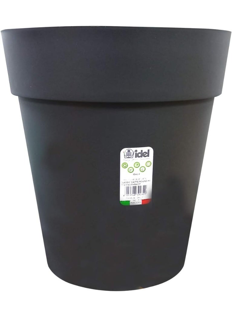 أيدل وعاء نبات دائري غير لامع من إيدل كلاسيك - أصيص زهور بلاستيكي خفيف الوزن للاستخدام الداخلي والخارجي - وعاء حديقة زخرفي للبلكونة والمنزل والمكتب - متوفر بأحجام 27 سم، 32 سم، 45 سم - Image 1
