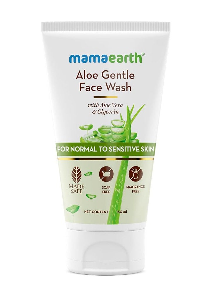 Mama Earth Aloe Gentle Face Wash with Aloe Vera & Glycerin for Sensitive Skin, Dry to Normal Skin -150 ml Gently Cleanses | Hydrates & Soothes Skin | Fragrance & Soap - Free | Non-Irritant - Image 1