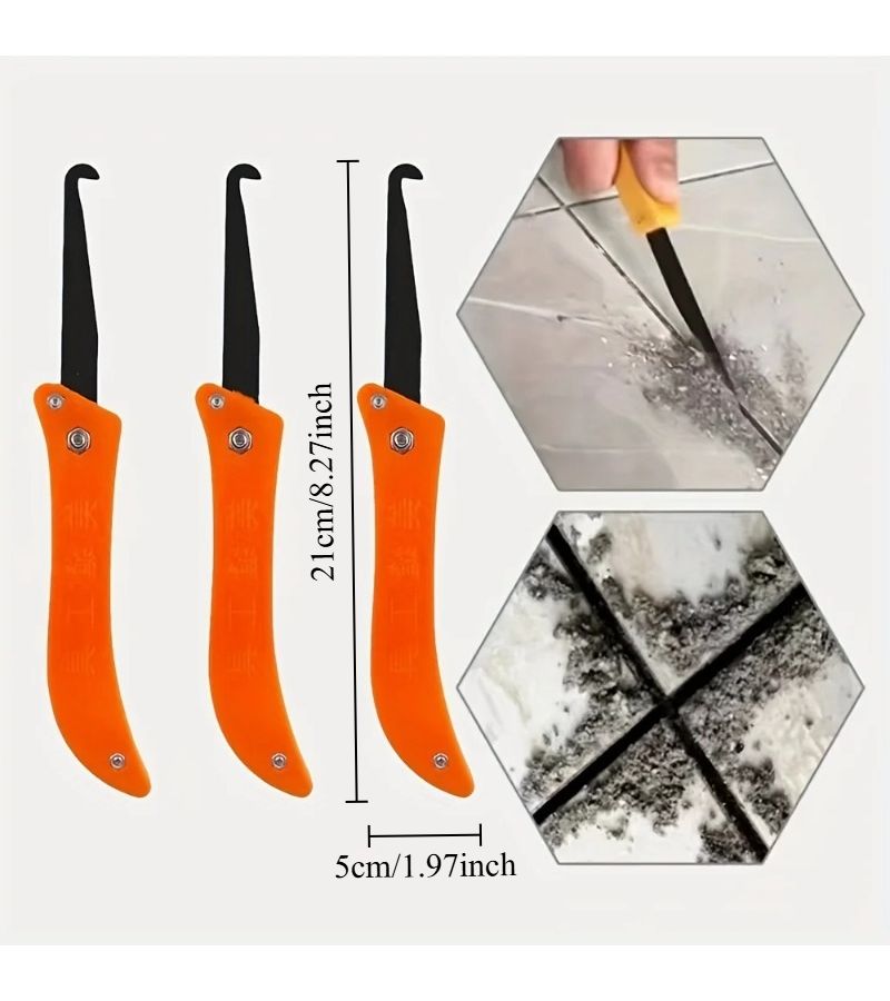 3 New Orange Gap Hooks Tile Repair Tool for Old Mortar Cleaning Dust Removal Steel Construction Hand Tool - Image 2