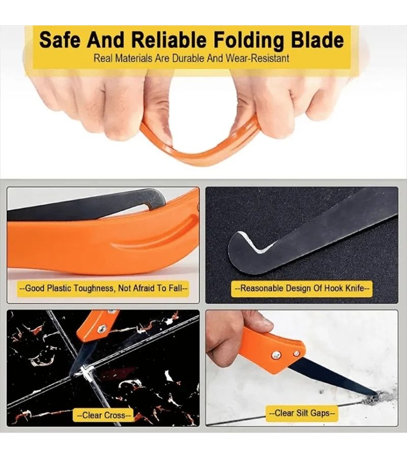 3 New Orange Gap Hooks Tile Repair Tool for Old Mortar Cleaning Dust Removal Steel Construction Hand Tool - Image 1