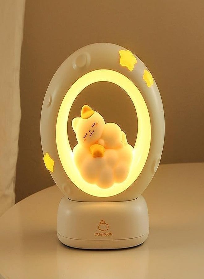 Clefairy Cat Moon LED Night Lamp, 3-Way Dimmable Touch Control, Home, Bedroom, Living Room, Party Decor Rechargeable Lamp Dimmable Multiple Lighting - Image 1