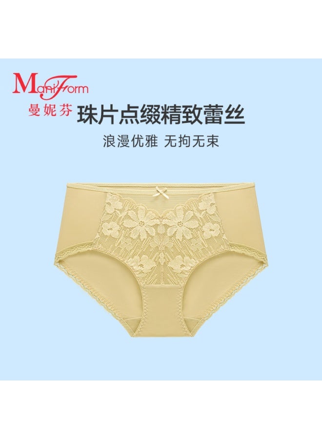Maniform Women's Seamless Lace Cotton Crotch Breathable Skin-friendly Premium Mid-low Waist Thin Comfortable Briefs